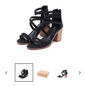 Bahia Sarita Block Heeled Sandals, 2 pairs, Black and Tan